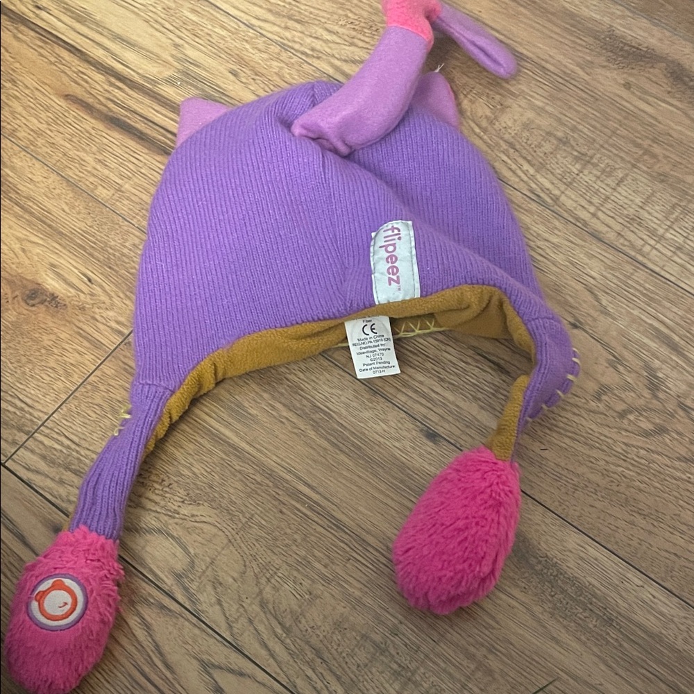 Purple Cat Ear Knit Hat with Pink Accents - Picture 2 of 2